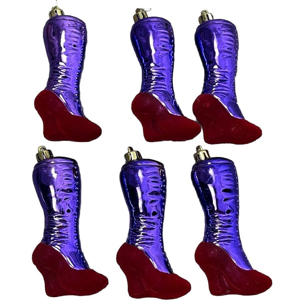 Vintage Christmas Ornaments Y2K‎ IKEA Red High Heel Shoes Purple Stockings Lot 6